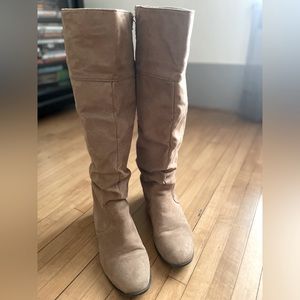 Faux Suede Tan Knee-High Boots